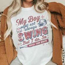 New 2026 Collection: Baseball Mom Cotton T-Shirt: Retro Game Day T-Shirt, Unisex Cut - Putih - View 4