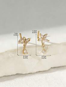Bộ 2 chiếc khuyên mũi bằng hợp kim đồng đính đá lấp lánh, thời trang, hình trái tim, thánh giá, hoa, số 7, chất liệu thép không gỉ, thích hợp cho nữ giới đeo hàng ngày, làm quà tặng sinh nhật, Giáng sinh, Ngày Valentine. - Vàng - Xem 3