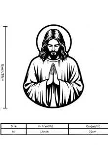 1pc Jesus Praying Metal Wall Art - Black Religious Decor With Floral Accents, Suitable For Church, Home, Chapel, Indoor/Outdoor Christian Family Decoration, Easter Gift, Metal Wall Art Decor - Black - View 13