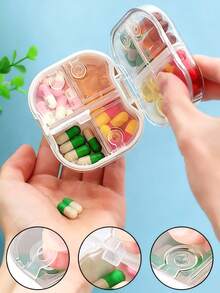 Caja portátil a prueba de humedad con estampado de lazo y corazón con 8 compartimentos sellados independientes, un organizador de medicamentos imprescindible para llevar a cualquier parte - Multicolor - Ver 2