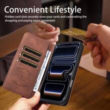 Business Style PU Leather Flip Phone Case, Shockproof Anti-Fall Wallet Cover With Stand Function For Galaxy S8/S9/S10/S20/S21/S22/S23/S24/S25/S26/Plus/FE/Ultra/Note 10/Note 20 - Brown - View 4