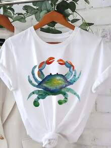 Women's San Francisco Print T-Shirt, Casual Short Sleeve Top For Women, Comfortable Fit, Matching Sister Sets, Outdoor Travel Essential, Women's T-Shirt, Spring/Summer T-Shirt. - 白色 - 查看 7