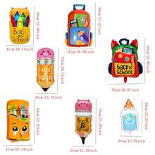 7pcs/Set XL Stationery Shape Foil Balloons Set Back To School Pencil Schoolbag Crayon Box Correction Fluid Balloon Pupil Homecoming Decorations Classroom Decor - View 4