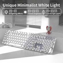 Retro Steampunk Typewriter Mechanical Keyboard, RGB Backlit 104 Keys Blue Switch Gaming Keyboard With Multifunctional Knob, Full Anti-Ghosting Wired Keyboard For PC Gamer Office - Xem 8