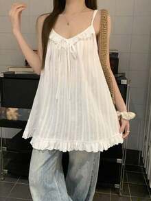 Camiseta de tirantes de unicolor y estilo minimalista para mujer - Blanco - Ver 6