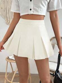 Falda minimalista de unicolor y estilo informal y elegante para mujer - Albaricoque - Ver 4