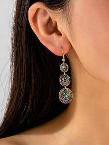 1 Pair Vintage Bohemian Style Classic Round Combination Earrings, Minimalist Versatile Elegant Design - Gold - View 6