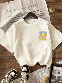 [% Cotton] TaggedThreads Jesus Lemonade T-Shirt, But My Jesus Is Making Lemonade, Women's Graphic Tee, Casual Short Sleeve Crew Neck T-Shirt, Comfortable Summer, Autumn And Winter Styles - Unisex Everyday Wear For Women And Men For Campus - 杏色 - 查看 4
