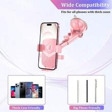 YAIUZGOO Giá đỡ điện thoại ô tô màu hồng, đế hút chắc chắn gắn trên bảng điều khiển/kính chắn gió, xoay 360°, tự khóa, phù hợp với và Android. - A - Xem 3