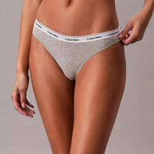 Calvin Klein Calvinklein Icon Logo Thong Underwear  Women  Panties QD5043  Thongs For Women Underwear - Grey Heather - 查看 5