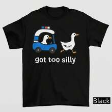 Silly Goose  T-Shirt, "I Got Too Dumb" Meme T-Shirt, Humorous T-Shirt, Animal Lover T-Shirt, Funny Goose T-Shirt, Silly Goose Arrest T-Shirt, Summer Vibes - 黑色 - 查看 2
