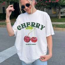 1 pieza de camisa de mujer con estampado de cerezas. Linda camisa boho para mujer. Camisas Estéticas. Camisas geniales para mujeres. Camisetas con estampados de frutas. Camisas de Mujer, Regalo de Navidad, Corte Regular, Manga Corta, Estilo Casual, Tallas S-2XL, 180g, 100% Algodón, Todos los diseños están impresos. Unisexo. - Estilo-1 - Ver 7