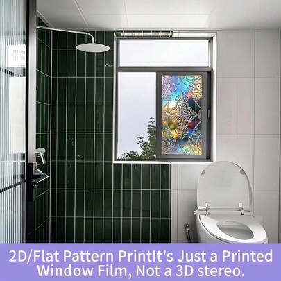 Película holográfica 2D iridescente estilo europeu vintage com entalhes florais, decoração de janela com padrão floral de palácio, adesivo para privacidade em vidros de quarto/sala de estar/varanda, presente sofisticado, 30x60cm