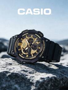 Casio Men's Quartz Watch - Retrograde Chronograph, Black Imitation Gold Resin Sports Wristwatch (Model MCW-200H-9A). - Black Gold - View 2