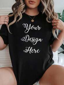 Women Shirt Loose Oversized Crewneck Short Sleeve And White Color Options Your Design Here Custom Print Graphic Tee Fashion Casual Top Everyday Wear Gym Workout Streetwear Style Playeras De Mujer Ropa Deportiva Blusas Para Mujer Gym Ropa Deprtiva Mujer Tops De Mujer Playeras Tops Tops Depirtivos Conjuntos Deportivos Ejercicio Top Deportivo Mujer Ropa Deportiva De Mujer Easter Playera Deportiva Mujer Pilates Ropa Deprtiva Mujer Blusas Para MujerSuitable for spring, summer and autumn - Negro - Ver 1