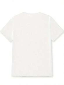 Tops Casuales de Mujer con Estampado de Alfabeto en Poliéster, Cuello Redondo, Tejido de Punto, 180g/M², Para Mujer, Para Todas las Temporadasblusas para mujer>ropa - Blanco - Ver 2