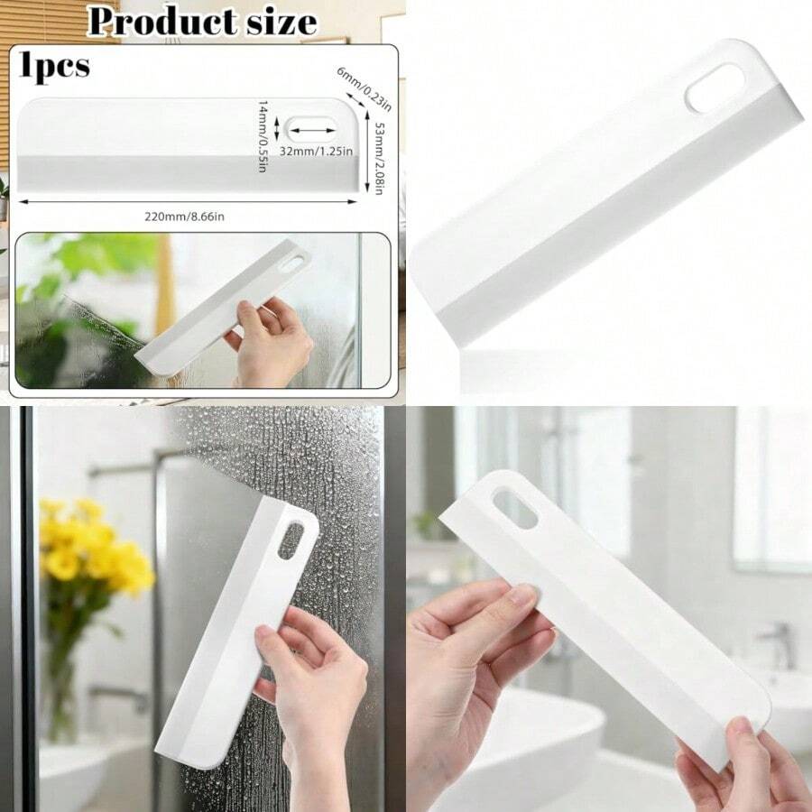 Mini escobilla de goma de silicona pequeña de 8.6 pulgadas para ducha puertas de vidrio rascador de limpieza de ventanas para espejo fregadero baño blanco y gris - Blanco - Ver 1