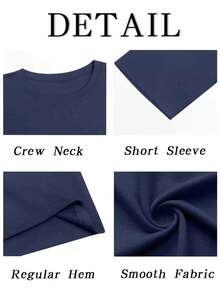 SUPEKYKO Plus Size Men's Sports T-Shirt, Loose Fit Fitness Training Short Sleeve Top, Suitable For All Seasons, Sports, Home, Daily Wear Summer - Navy Blue - View 5