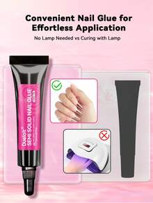 Dueloit 2pcs/1pc New Upgraded Quick-Drying 10g Semi-Solid Nail Glue Suitable For Nail Art Tips No UV Light Needed Long-Lasting Realistic Acrylic Nail Glue Set, Random - Clear - View 3