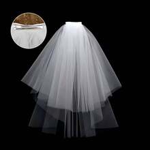 1pc Bridal Veil, Creating French Romantic And Elegant Bride Look,Festival,Party - White - View 3