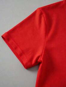 Women's Confetti Heart Print Cotton Cami, Sizes, Casual Graphic Cami, Short Sleeve Crew Neck, Soft And Breathable Cotton Blouse, Loose Fit Everyday Top, Colorful Confetti Design Cami For Women. - 紅色的 - 查看 5