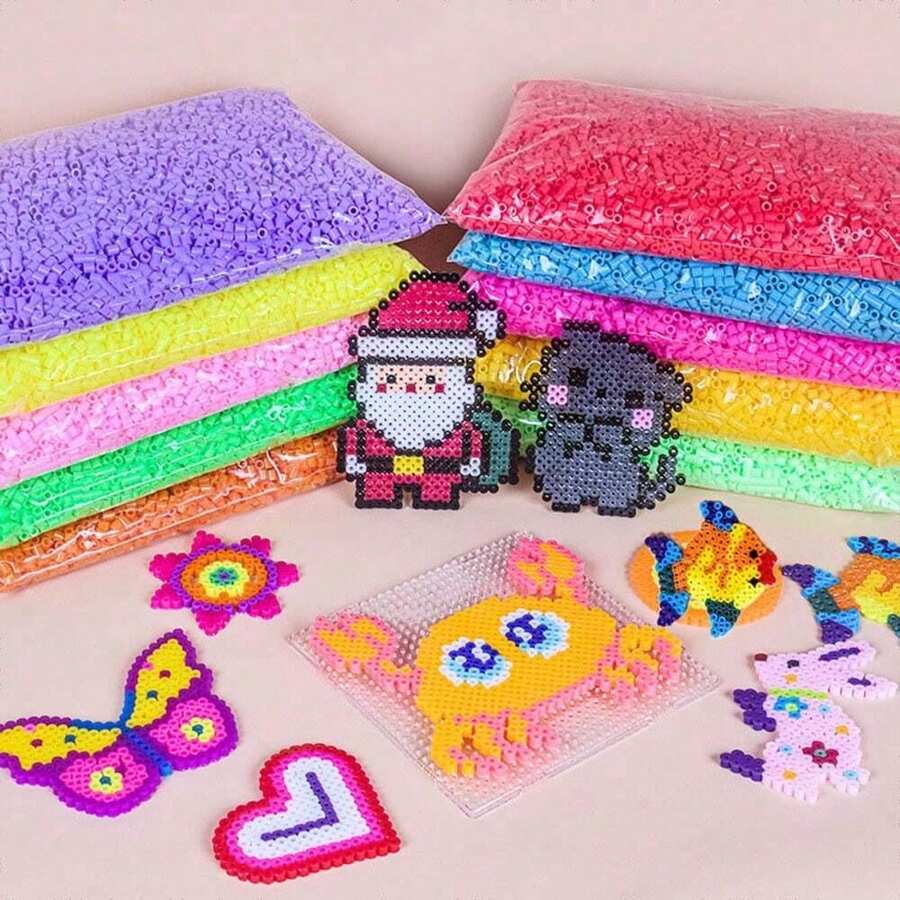1000颗5毫米熔珠，可用于手工像素艺术DIY拼图、3D拼图、DIY熨烫珠等工艺品制作。