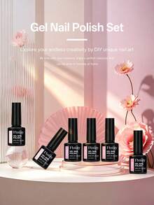 6-Color Nail Gel Polish Set, Multiple New Style Combinations, Long-Lasting Removable Soak-Off UV/LED Gel, Semi-Permanent Effect, Versatile Color Palette Full Set, Professional Nail Tools, Best Partner For Manicure - 01 - View 3