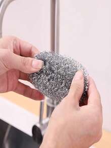 Combo Set, Stainless Steel Cleaning Steel Wool, Multi-Function Kitchen Cleaning Brush. Essential Cleaning Tools For Home, Outdoor And BBQ. Sponge And Cleaning Steel Wool Suitable For Kitchen, Bathroom And Various Household Items, Cleaning Ball - Steel Wool Cleaning Ball - Sponge Scrubber, Cleaning Ball - Sponge Scrubber, Used To Remove Stains And Grease From Cookware - Multicolor - View 5