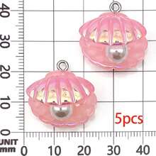 5/10pcs Resin Shell With Faux Pearl Charm Gradient Color Shell Pendant For DIY Bracelet Necklace Earrings Jewelry Making Accessories 23x23mm - Shell - View 7