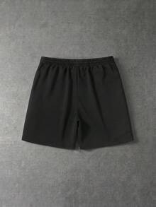 Retro Cross Logo Graffiti Loose Shorts, Subculture High Street Style Graphic Print Men Plus Size Shorts, New Arrival - Black - View 3