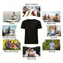 100% Cotton T-Shirt With Funny 'I Love A Good Threesome' Tequila Barman Print For Men And Women, Fashionable Casual Short Sleeve Graphic Tee - 黑色 - 查看 8