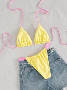 Bộ 2 món đồ bơi nữ mùa hè, họa tiết hoa ngẫu nhiên, dây mảnh, kiểu bikini gợi cảm, thích hợp cho mùa hè, ngày Valentine, đi biển, kỳ nghỉ, lễ hội, mặc hàng ngày, thời trang và thanh lịch, kỳ nghỉ hè, mùa xuân/hè, trang phục nữ ngày Valentine, lễ hội. - Nhiều màu - Xem 3
