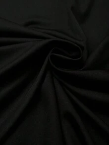 Camiseta de manga corta de talla grande para mujer, de unicolor, con dobladillo asimétrico, para uso diario y casual - Negro - Ver 5