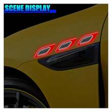 10PCS Carbon Fiber Rearview Mirror Reflective Stickers For Cars Night Visibility Safety Decals, Anti-Scratch Wheel Eyebrow Fender Protection, Black Sport Style - Red - View 5
