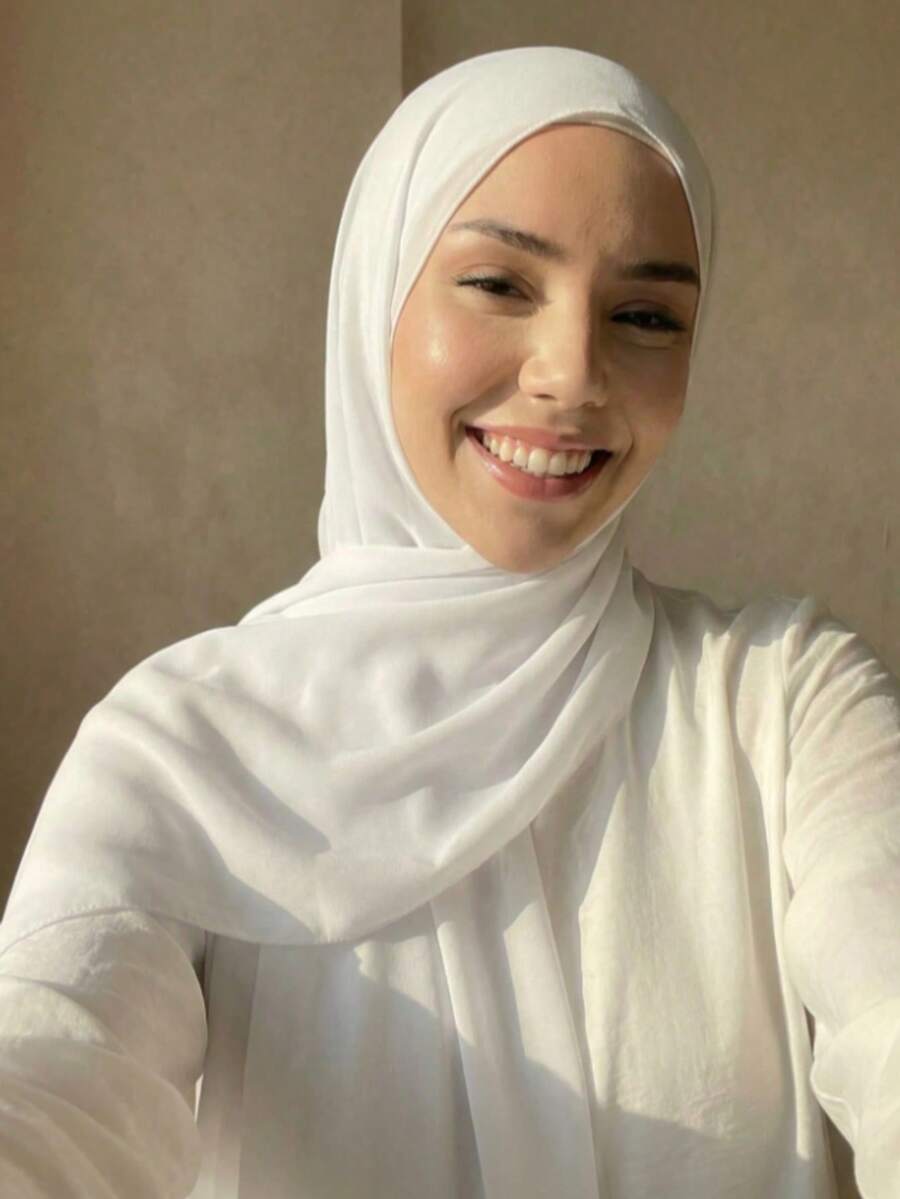 2pcs Muslim Hijab Hat And Lightweight Chiffon Scarf, Women's Daily Wear Arabic Abaya Accessory Face Cover