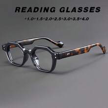1 par de gafas de lectura retro de estilo estadounidense poligonal, montura pequeña y de moda unisex - Multicolor - Ver 1