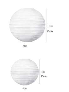 9/18pcs White Paper Lanterns, Decorative Chinese/Japanese Style Round Hanging Paper Lanterns, Suitable For Birthday, Wedding, Christmas, Bridal, Home Decor, Party Decoration - White Lanterns - View 3