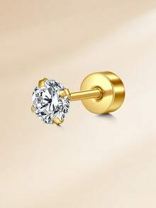 CIZME 20G 不鏽鋼平底耳釘，適合女性與男性，附 3mm、4mm、5mm、6mm、7mm、8mm 立方氧化鋯螺絲背耳釘套組，適合耳部佩戴 - 平底 - 查看 8
