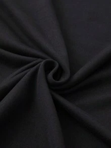 6321 Camiseta Estampada de Cuello Redondo, Top Casual de Manga Corta - Negro - Ver 4