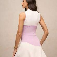 Activina Women's Contrast Color Collar Sleeveless Casual Fitness Sports Dress Golf Skirt Set Women's Golf Skort Top Set Golf Tennis Dress Women S Tennis Skirt Set Female Golf Attire Seksi Chic Brown White Color Ralphlauren Brown Tennis Dress Collared Athletic Dress Golfing Dress Women Sets 2in1 Summer All Season  Ralphlauren Old Money - Morado - Ver 3