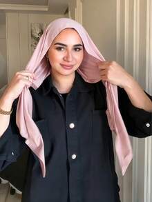 1pc Instant Triangle Hijab, All-In-One Tie-Up Design, Quick Wrap Without Slipping, No Undercap Needed, Suitable For Daily Wear, Prayer, And Outings - Instant Triangle Hijab - View 7