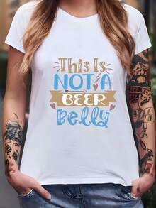 Women's T-Shirt "This Is Not A Beer Belly", Pregnancy Announcement, Baby Shower Gift, Mom-To-Be T-Shirt, Funny Pregnancy T-Shirt, New Mom T-Shirt, Mother's Day Gift T-Shirt - 白色 - 查看 1