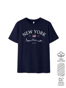 Camiseta de mujer con el estampado "IT'S A GOOD LIFE" que presenta pinceladas coloridas y un corazón en la espalda, 100% algodón transpirable y ligero, estilo streetwear vintage de los 90, adecuada para uso diario, brunches de fin de semana, moda urbana y un estilo casual de verano en color blanco. - Marina - Ver 2