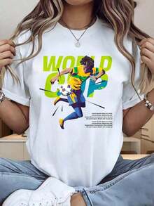 New And Stylish Short-Sleeved T-Shirt With A Fun 2026 World Cup-Themed Print, Featuring An Urban-Style Design. A Must-Have For Fans, This Unisex Summer T-Shirt Is Perfect For Summer. - 白色 - 查看 3