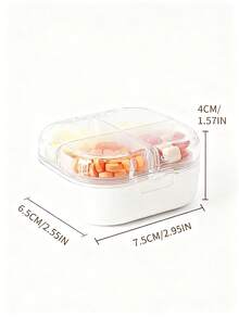 Caja portátil a prueba de humedad con estampado de lazo y corazón con 8 compartimentos sellados independientes, un organizador de medicamentos imprescindible para llevar a cualquier parte - Multicolor - Ver 9