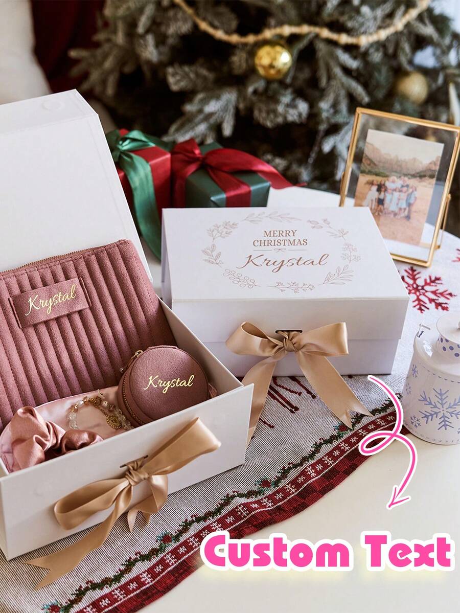 Custom Personalized Magnetic Ribbon Gift Box, Customized Bridesmaid Invitation Box, Bride's Gift Box, "Will You Be My Bridesmaid?" Box, Wedding Gift Box - Multicolor - View 1