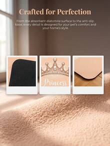 1pc Customized Photo & Name Pet Feeding Mat, Princess Crown Print, Stain-Resistant & Easy To Clean Floor Protector, Cute Gift For Pet Owners, Multi-Scene Decoration - Pink - View 7