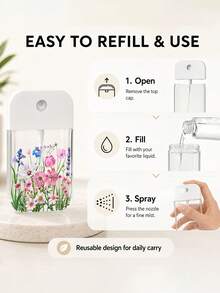 Chai xịt du lịch PET họa tiết hoa mới, có thể tái sử dụng, có thể đổ đầy lại, dùng được cho nước hoa, nước tẩy trang, xịt khoáng dưỡng da mặt, thích hợp đựng nước tẩy sơn móng tay, nước hoa hồng và nước tẩy trang, có thể tái sử dụng, vật dụng cần thiết khi đi du lịch, phụ kiện du lịch hoàn hảo, quà tặng ngày lễ, quà Giáng sinh, quà năm mới cho thầy cô, bạn bè và các cặp đôi. - Xem 4