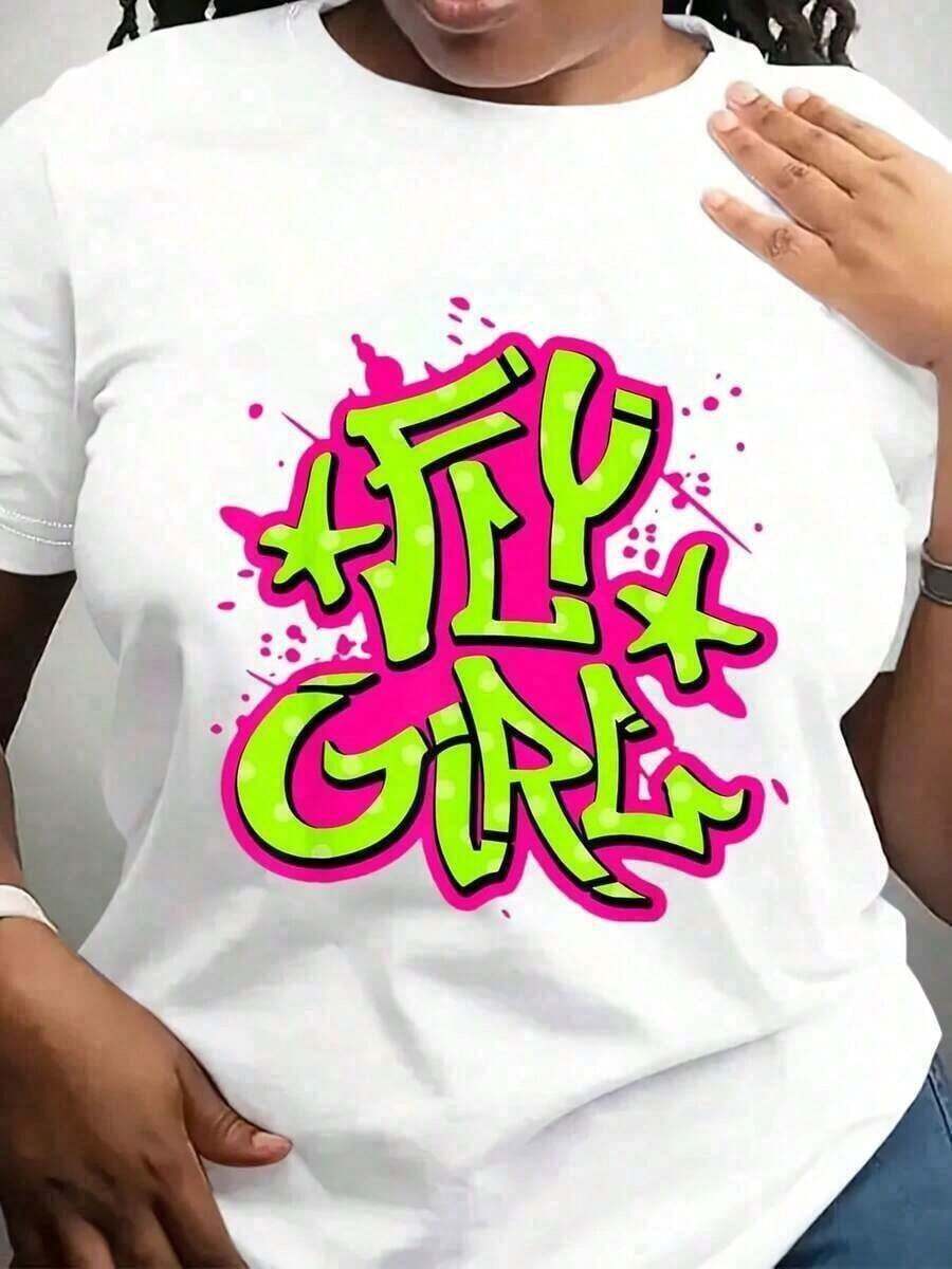1 pieza de camiseta gráfica retro de los 80s y 90s para mujer, estilo hip hop fly girl, estampado de grafiti en rosa neón y negro, estilo B-Girl Dance Crew, camiseta casual de manga larga con cuello redondo para eventos de breakdance y uso casual, 220g, suave y elegante, adecuada para fiestas. - Blanco - Ver 1