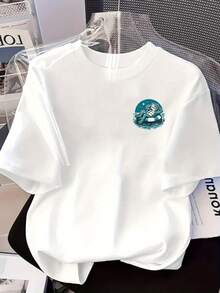 | Exquisite Design | Loose And Comfortable | Easy To Match | Short-Sleeved Printed T-Shirt With Designs On The Front And Back - Frog, Inflatable Float -  Printed T-Shirt For Women, Spring/Summer, Your Best Choice! - 白色 - 查看 3